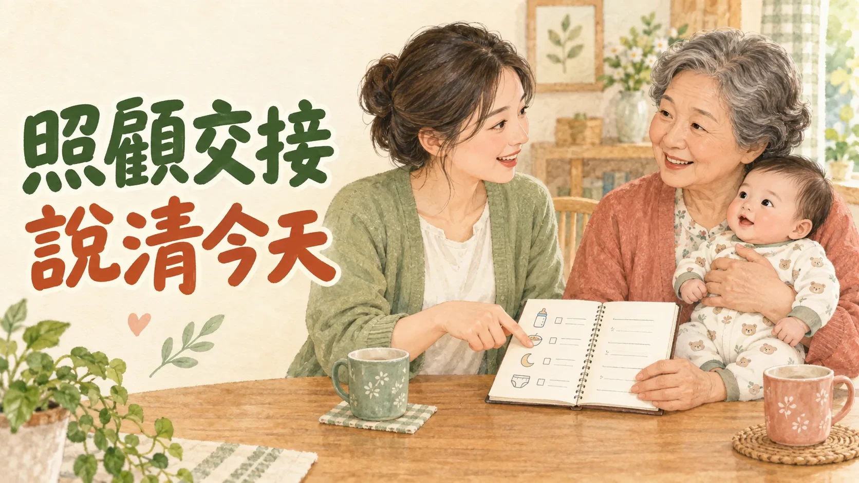 寶寶換人照顧,交接要說什麼?用一張小筆記,把今天講清楚
