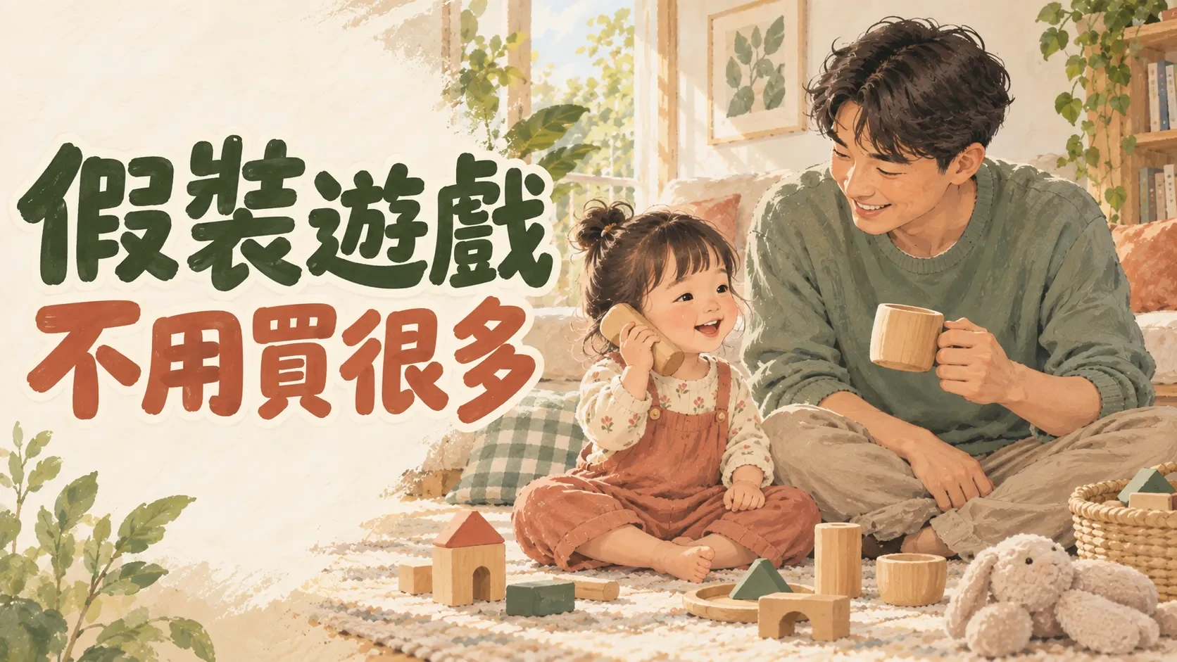 孩子拿積木當電話?陪幼兒玩假裝遊戲,不用急著買整套玩具